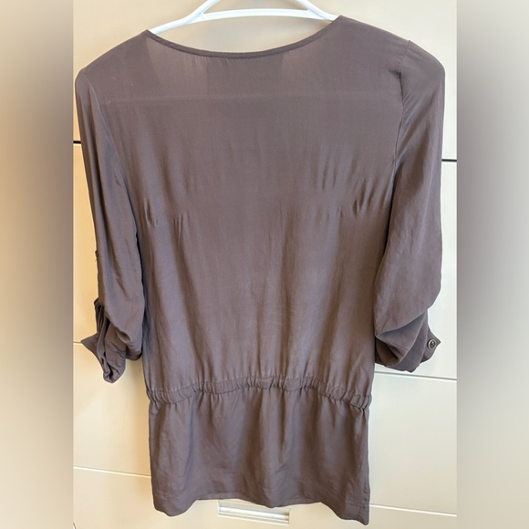 Guess Milk Chocolate 3/4 Sleeve Lightweight 100% Silk Sheath Mini Dress size XS - Picture 5 of 9